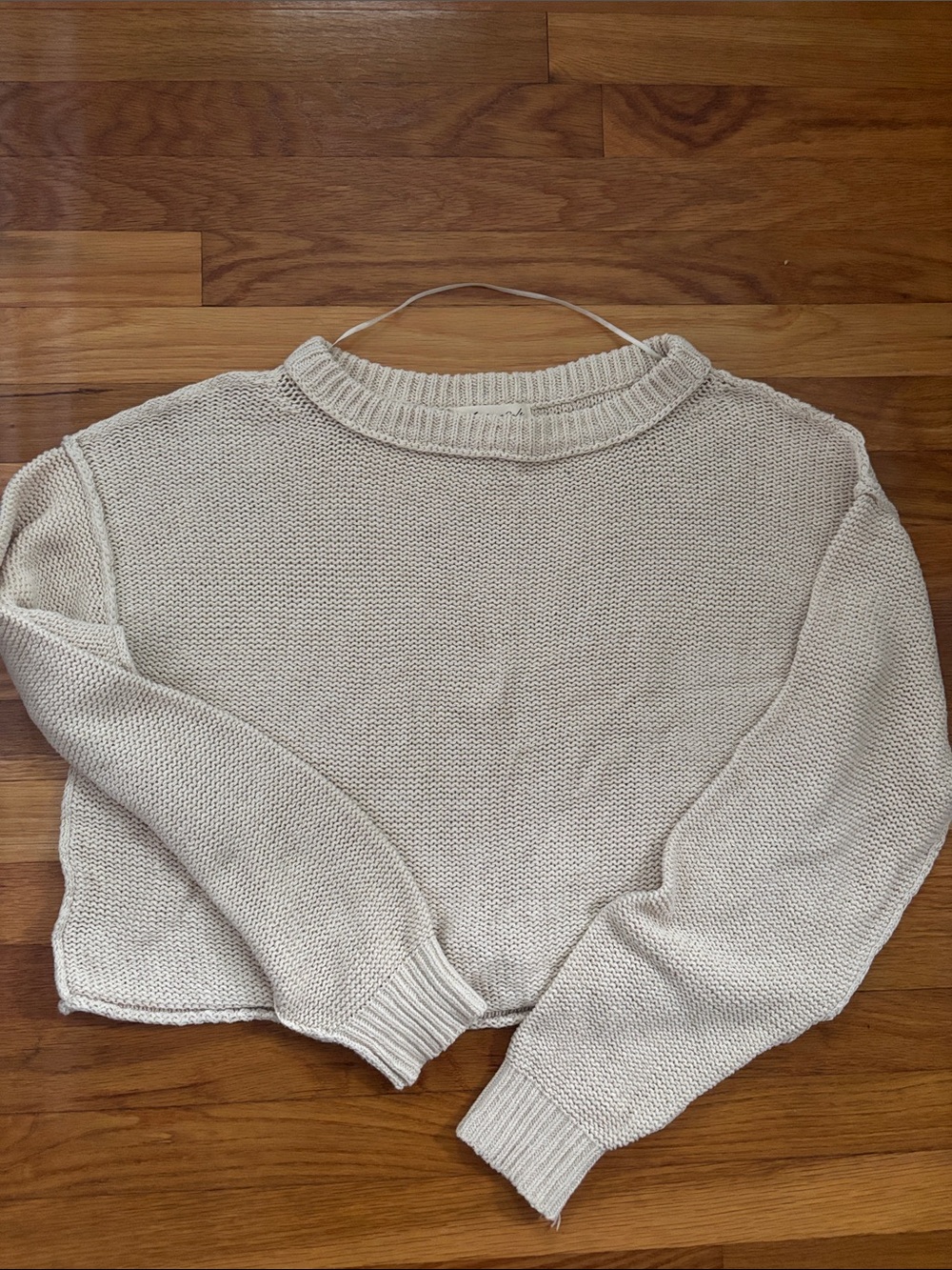 Free People Cream Crewneck Knit Sweater